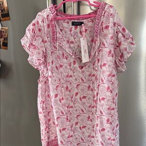 Vineyard Vines Pink Floral Martha’s Vineyard Blouse